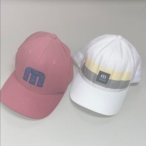 Travis Mathew Pink & White Men’s Fitted ball Caps size L / XL